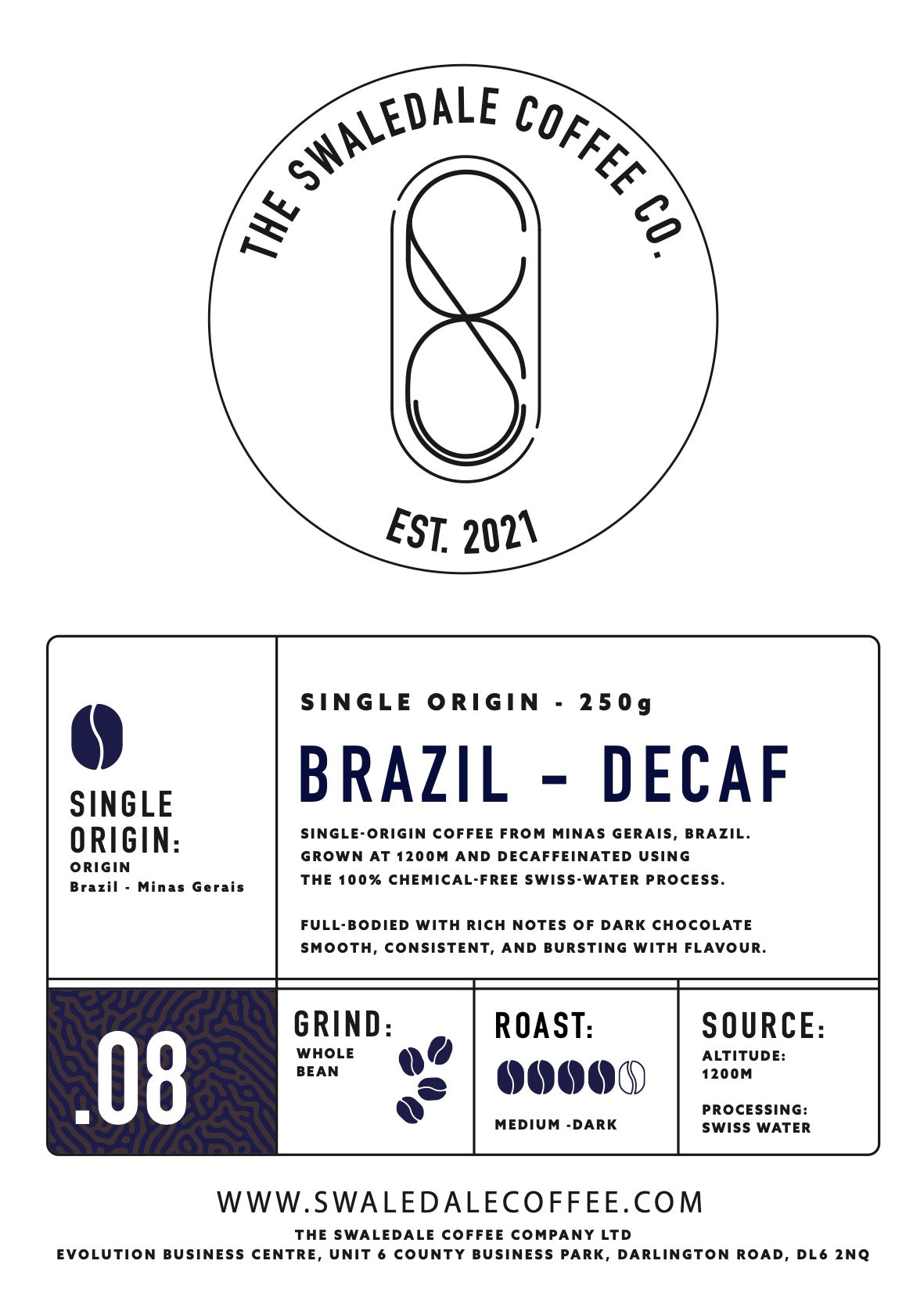 08 - Swaledale Single Origin - Brazil Decaf - Swaledalecoffee